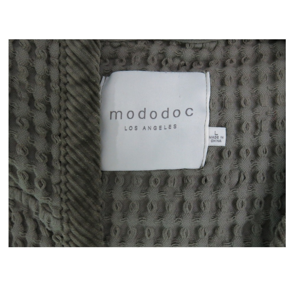 Mododoc Womens Waffle Knit Cotton Hooded Long Cardigan Open Front Large Grey - Picture 5 of 6